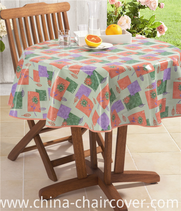 LFGB Fancy Hotel Wedding Decorative Round PVC Printed Tablecloth with Backing